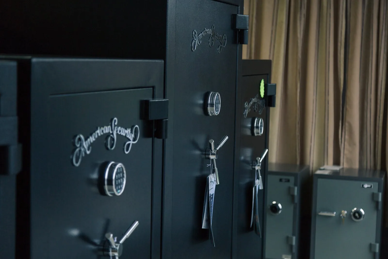 American Security (AMSEC) safes on display in the Southington Security showroom
